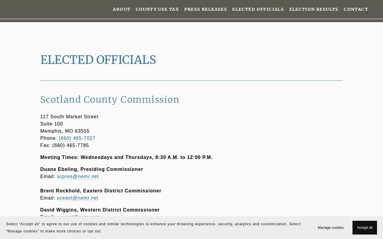 Scotland County Sheriff official contact page for booking-record and custody verification
